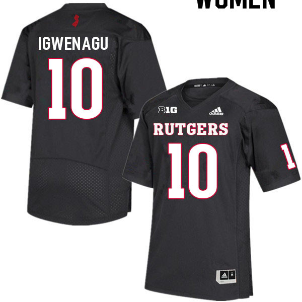 Women #10 Zukudo Igwenagu Rutgers Scarlet Knights College Football Jerseys Sale-Black